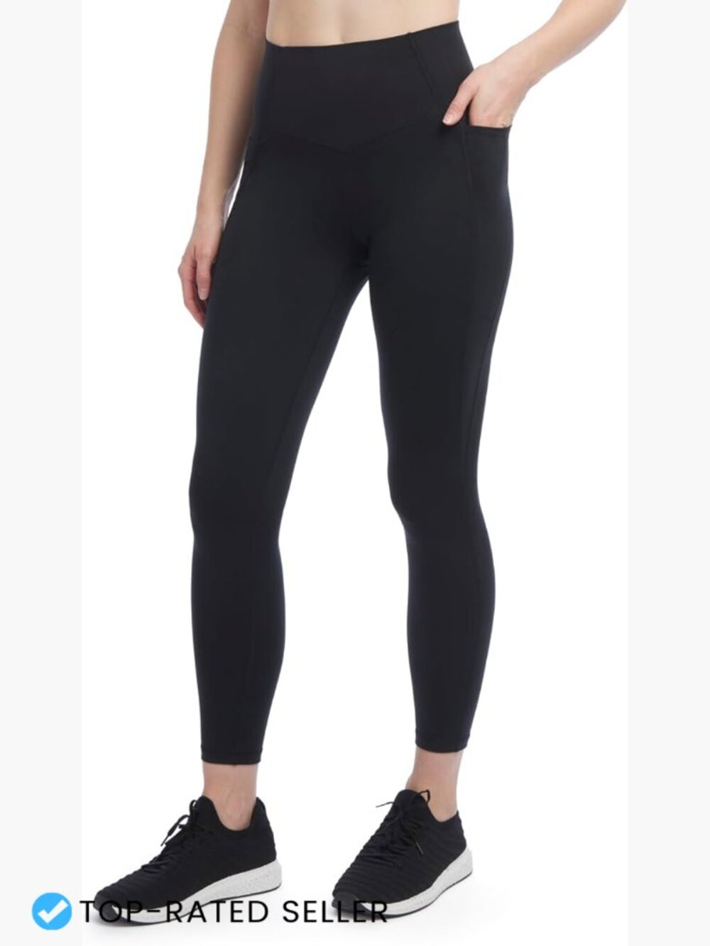 High Waist Full Length Leggings with Pockets 2 Side Slit Pockets Sweat-Wicking